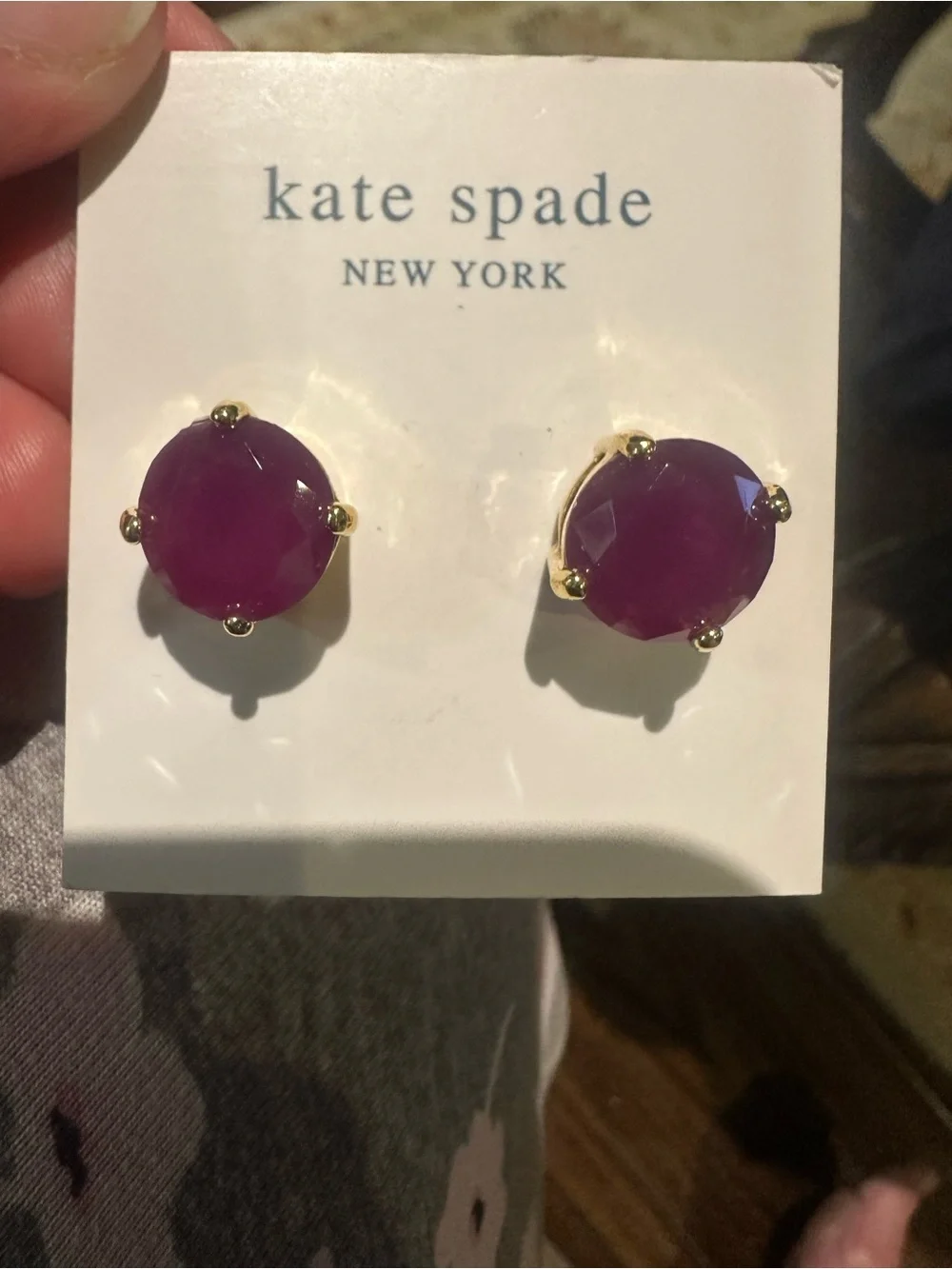 kate spade Purple Faceted Round Gold-Tone Gumdrop Stud Earrings
